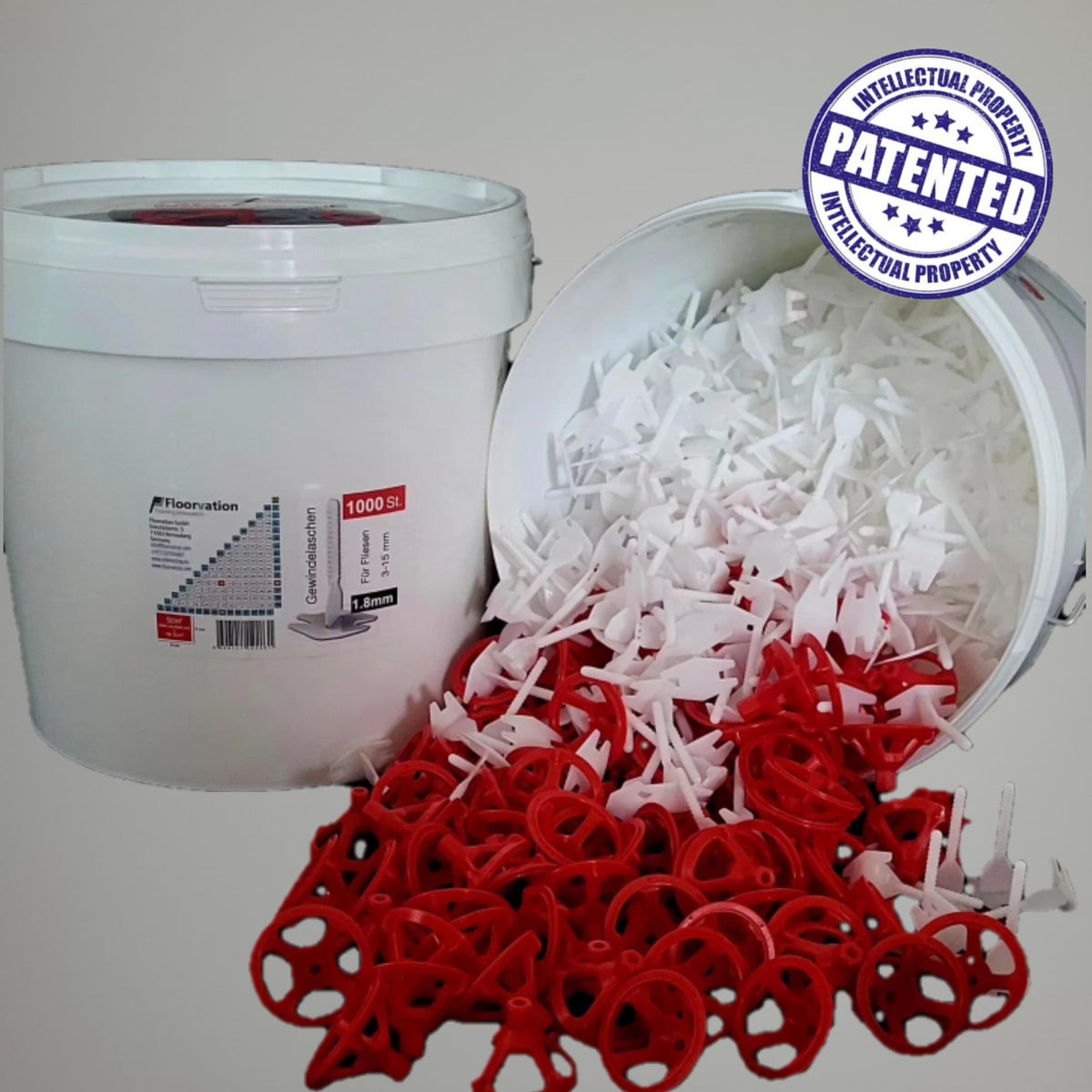 Nivelliersystem Starterpaket 1000 x 1.8mm MB Leveling Gewindelaschen + MB Leveling 100 Zughaben im 20 L Kunststoffeimer kaufen